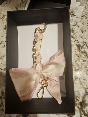 Pink & Cream Bow Keychain